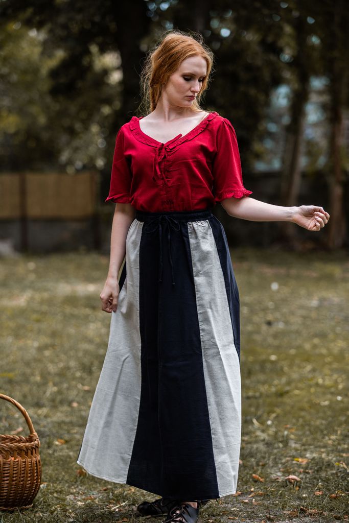 Kurzarm-Rüschenbluse Bordeaux "Bea" L Produktbild 