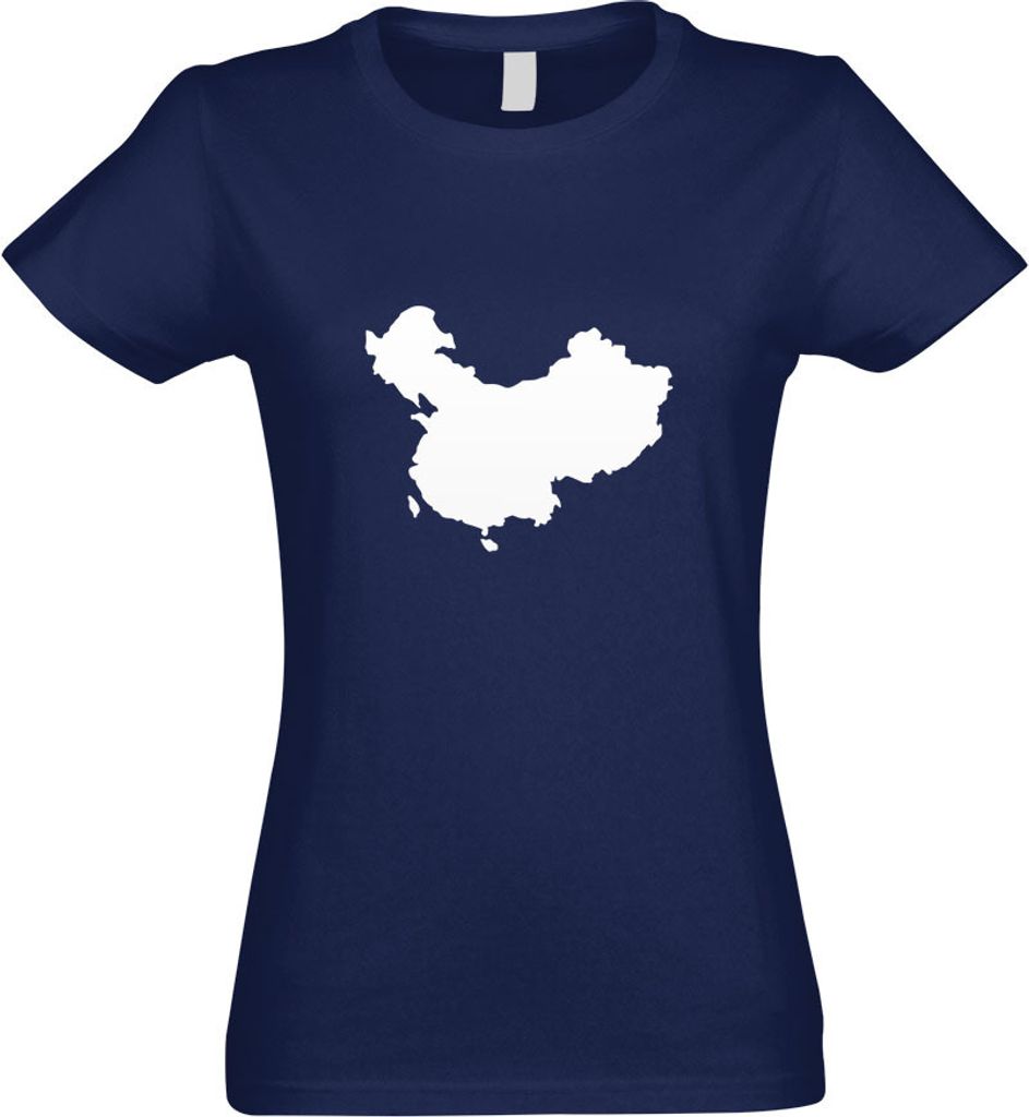 Kiwistar - T-Shirt tailliert - Damen - Navy - China - Peking Umriss Kontur - mit Motiv Bedruckt - Funshirt Design - Sport - Freizeit - Damen - M