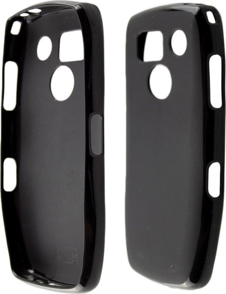 Two black phone cases are shown side-by-side against a white background.