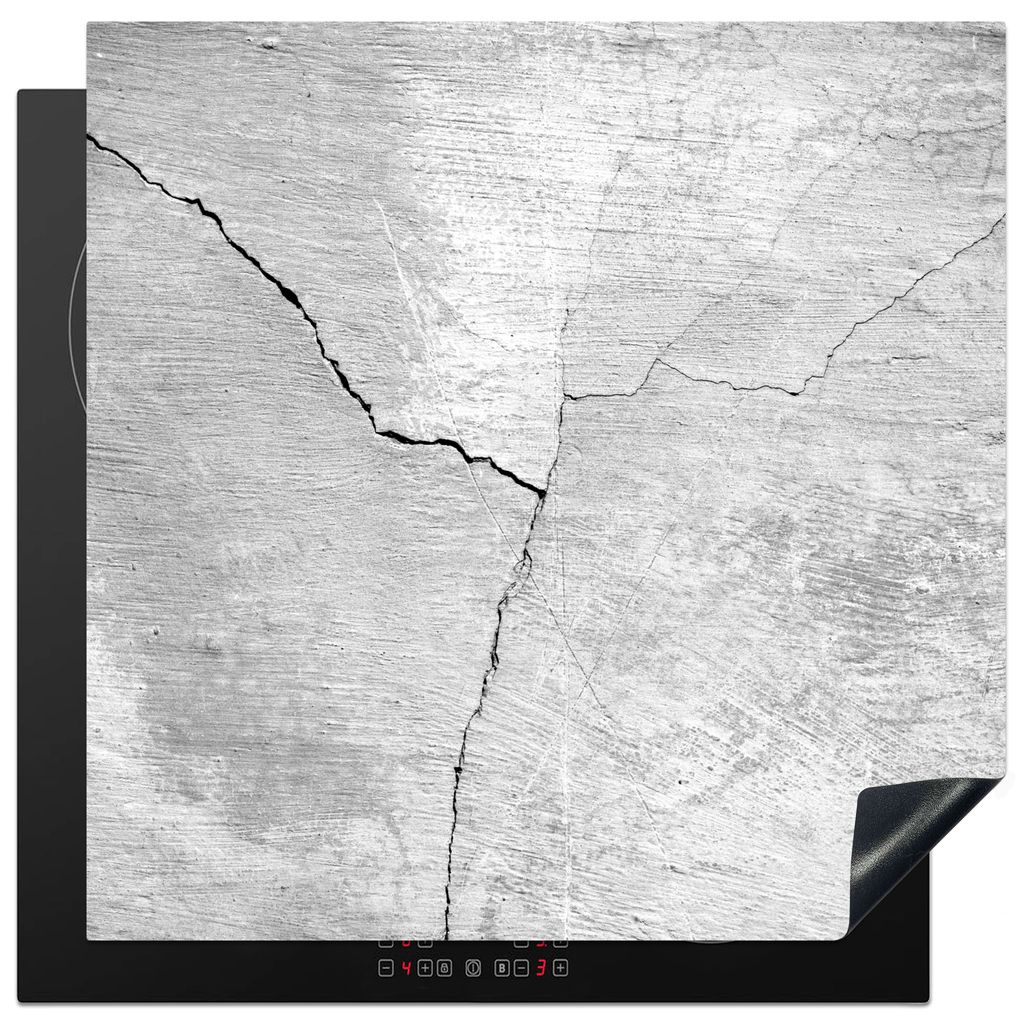 KitchenYeah Herdabdeckplatte Beton - Grau - Weiß - Industriell , 78x78cm, Küche Deko, Glaskeramikkochfeld Herdabdeckung, Abdeckplatte fùr Koch...