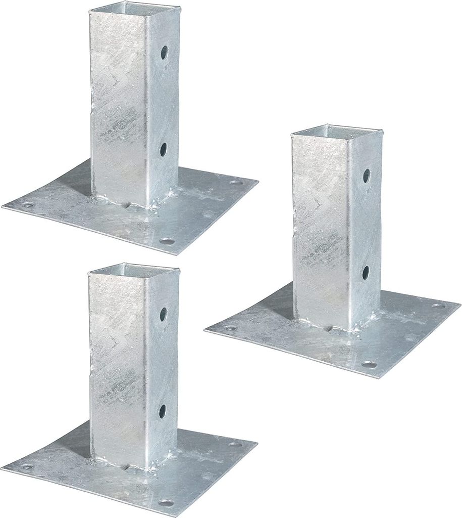 Alberts Aufschraubhülse | für Vierkantholzpfosten | feuerverzinkt | 71 x 71 mm | 3er Set