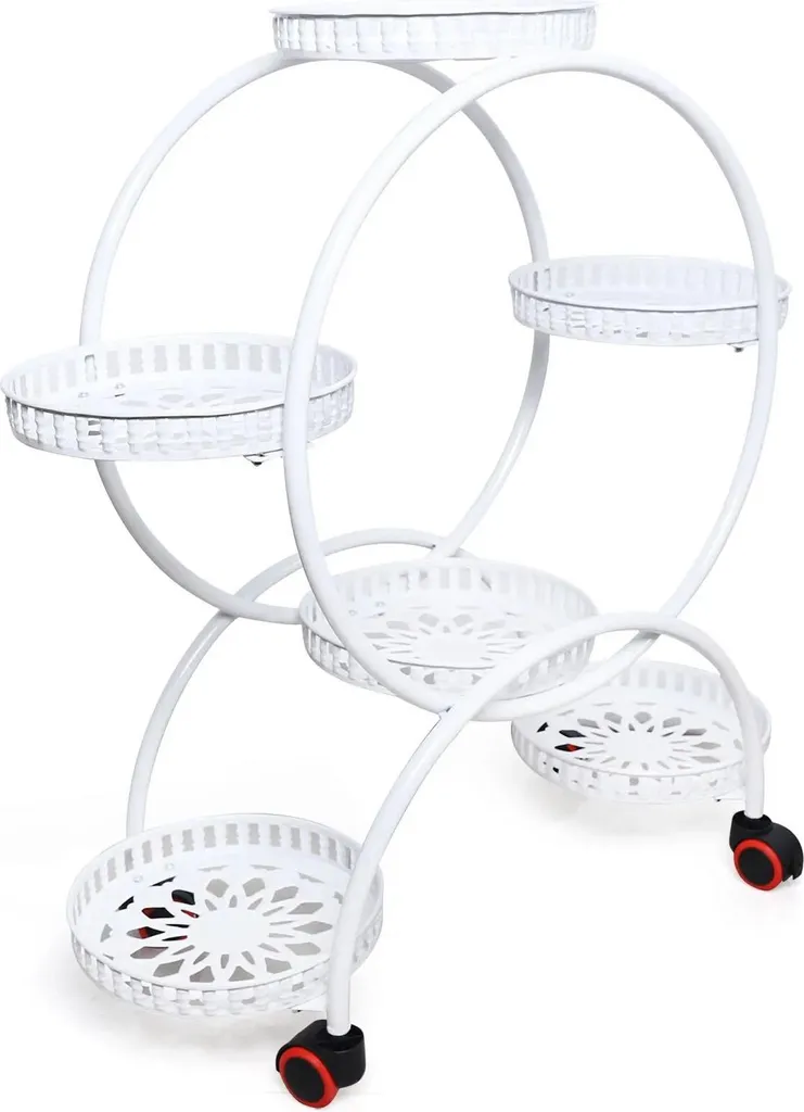 Porte-plante vertical métal 4 niveaux blanc pour balcon et salon spacieux