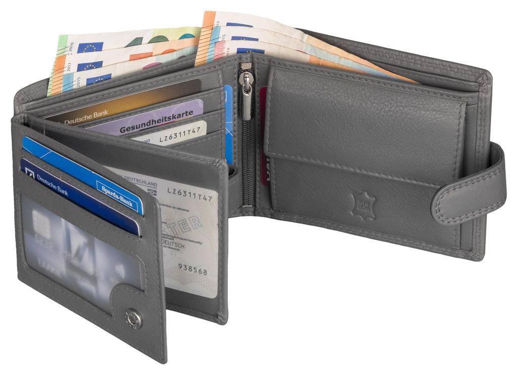 Leder Geldbörse Herren Portemonnaie RFID Querformat Produktbild 