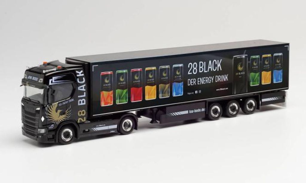 Herpa LKW Scania CS 20 HD Kühl-KSZ TSU Jens Bode 28 Black 312509