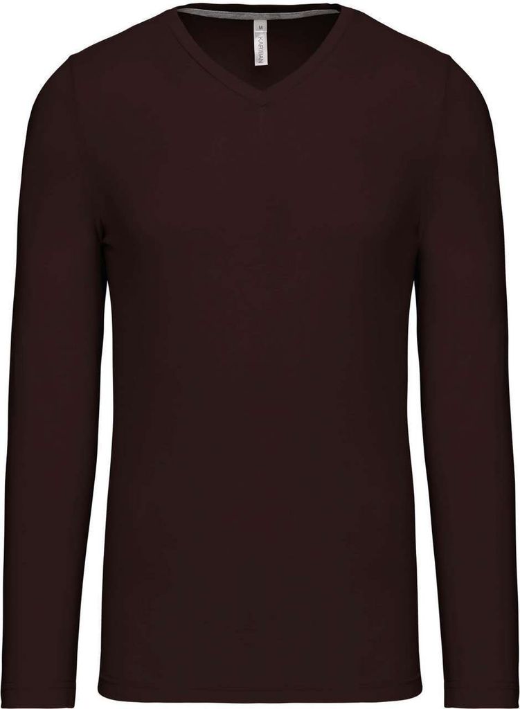 Kariban Herren Langarmshirt Longsleeve Longline T-Shirt Sweatshirt, Größe:4XL, Farbe:Chocolate