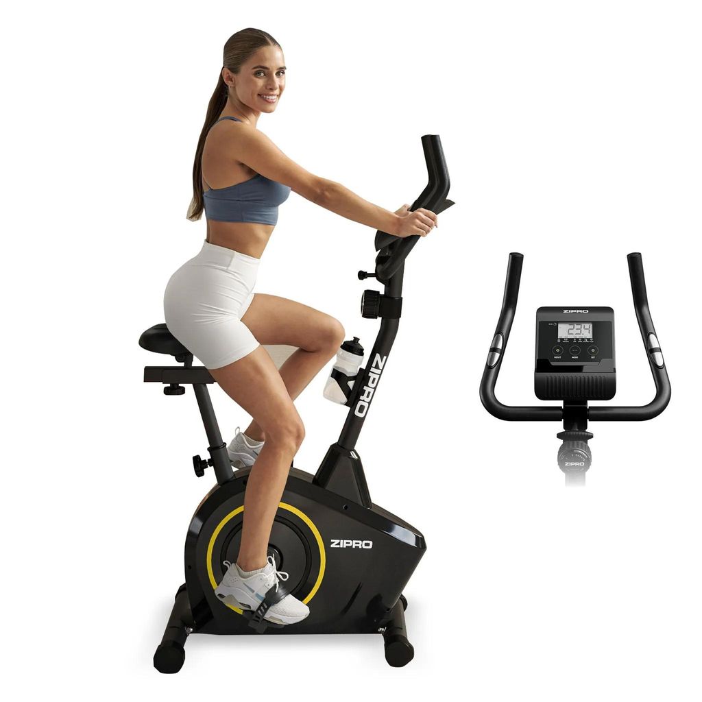 Zipro Heimtrainer Fahrrad Boost Gold – Magnetisches Fitnessbike bis 120kg Belastbar Leiser Hometrainer mit Pulsmessung, Flaschenhalter Handtuchha...