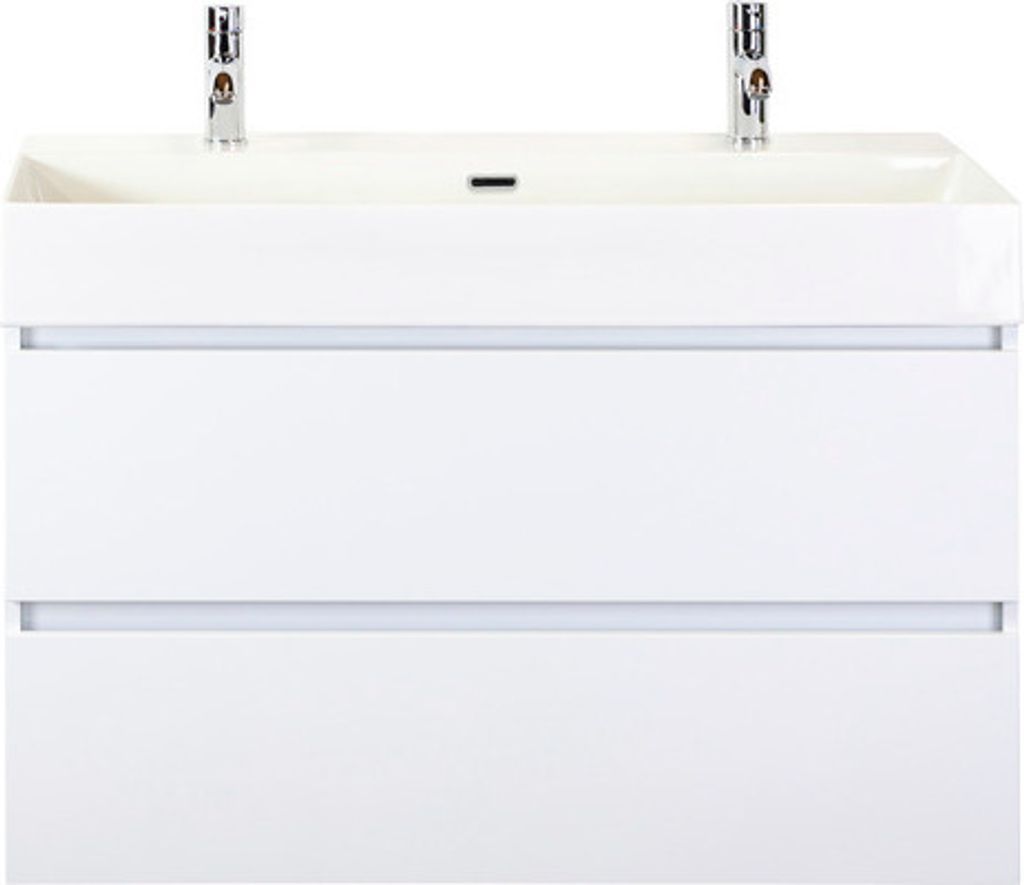 Doppelwaschbecken mit Unterschrank Sanox MAXX XL BxHxT 101x73x45.5 cm Frontfarbe weiss 81735501