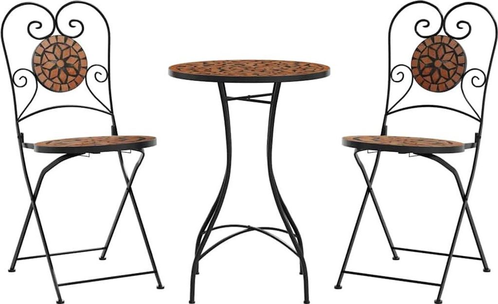 vidaXL Mosaik-Bistro-Set Terrakottarot Eisen und Keramik