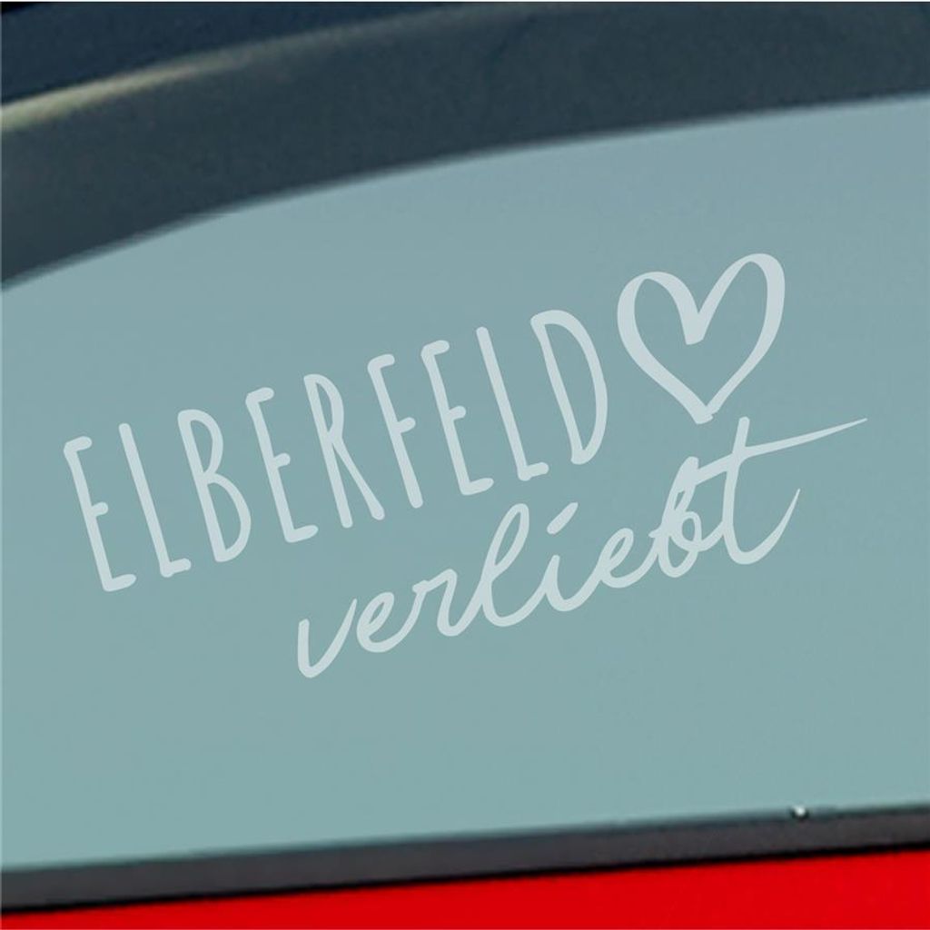 Auto Aufkleber Elberfeld verliebt Herz Stadt Heimat Liebe Car 19x8 cm Milchglas Sticker Heckscheibenaufkleber