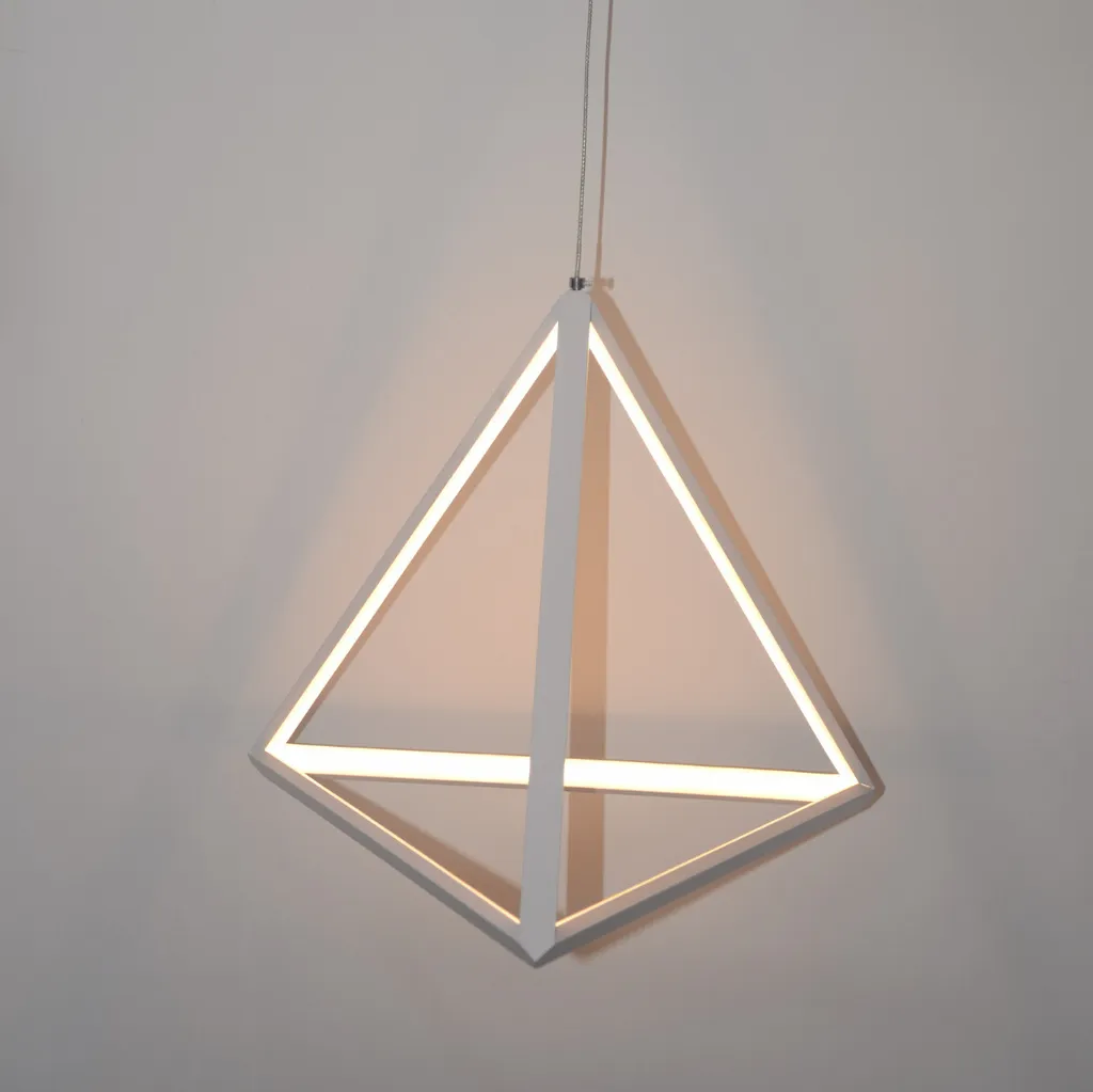 Lustre LED Design Triangle Blanc 20W pour Salon et Salle à Manger