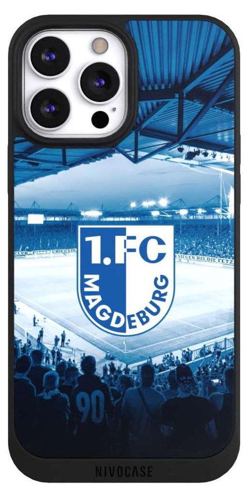 NIVOCASE Handyhülle für Apple iPhone 13 Pro Max Hülle NIVOpure Case Schwarz Stadion 1. FC Magdeburg 1. FCM