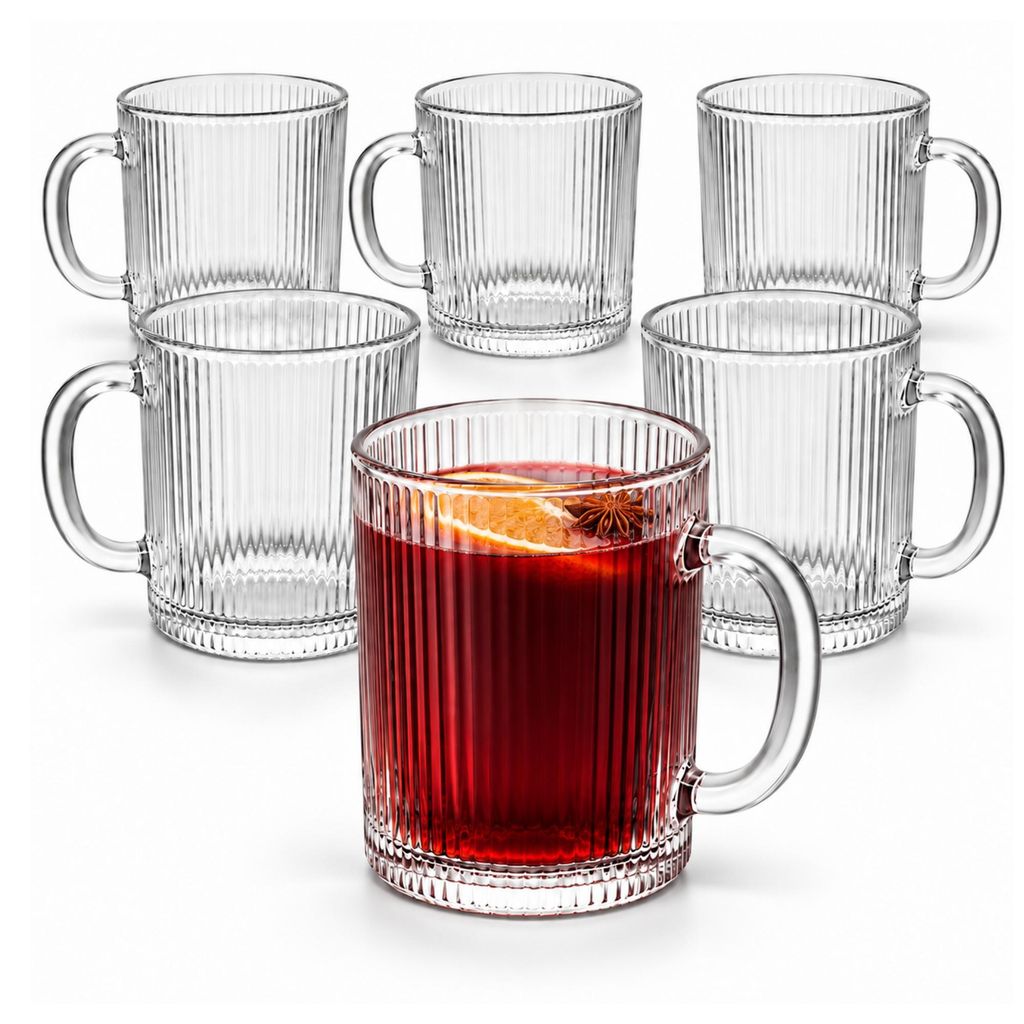 Vienberg Glühwein-Gläser 6er Set 350 ml – Geriffelte Produktbild 