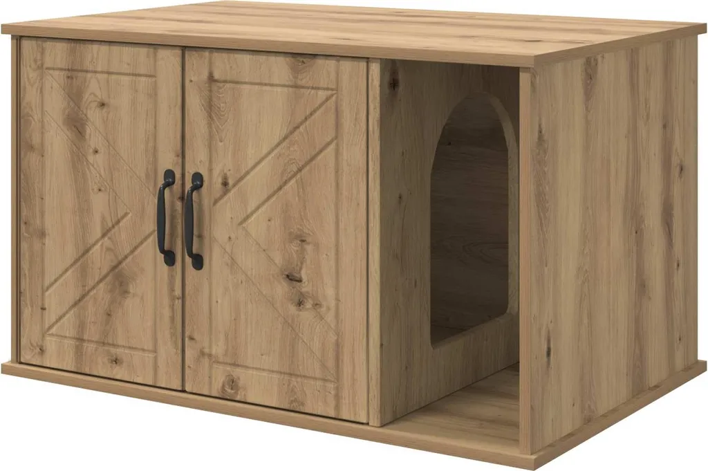 vidaXL Casetta per gatti artigianale in rovere 85 x 55 x 50 cm Materiale a base di legno