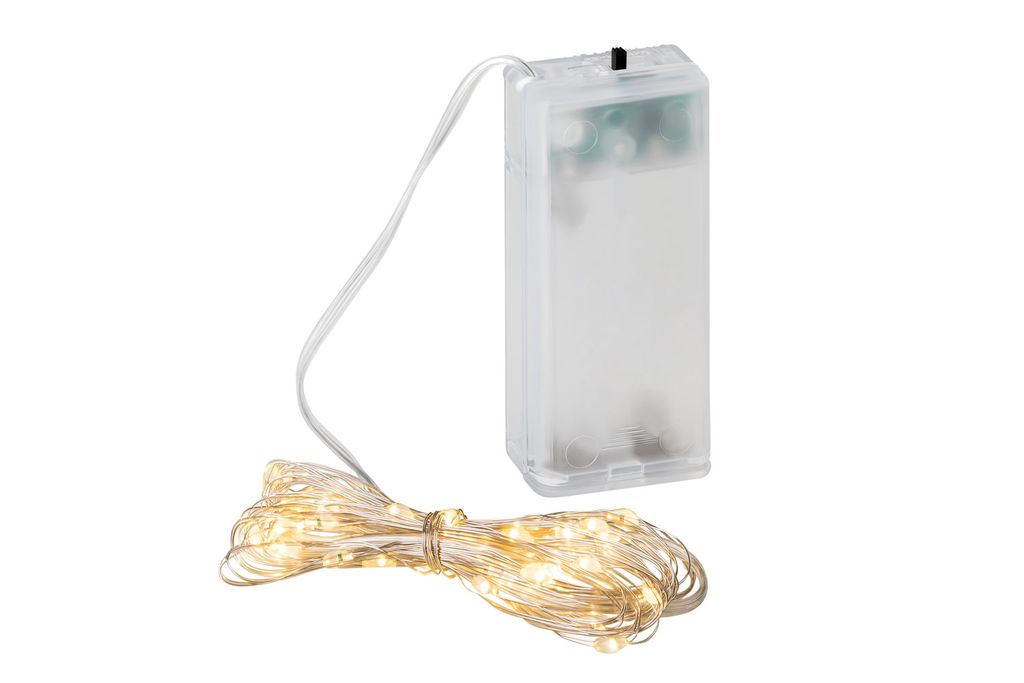 Noor Living LED Drahtlichterkette Batterie silber Innen Produktbild 