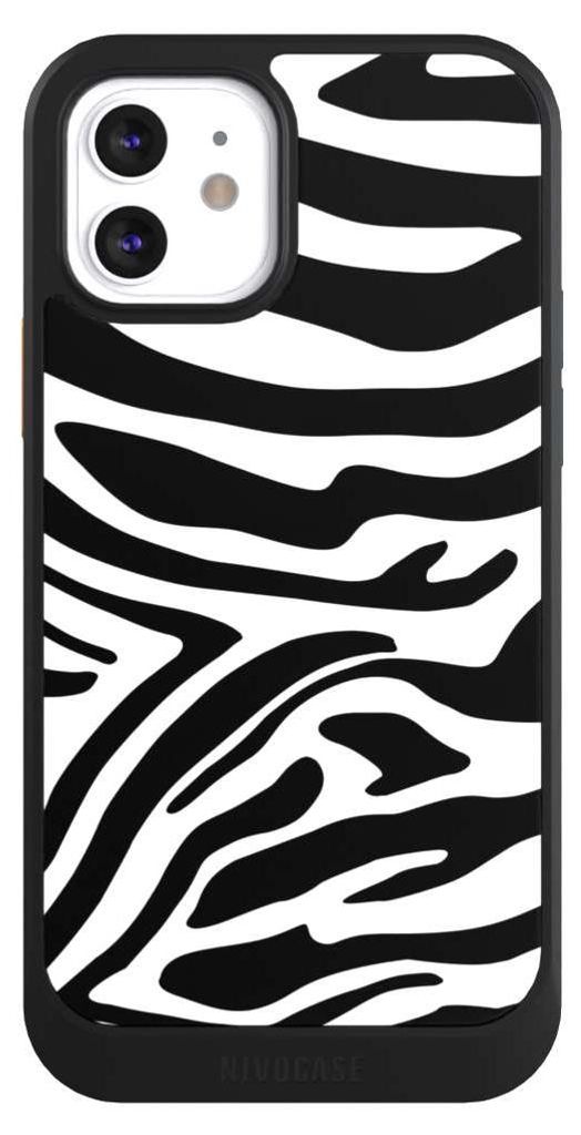 NIVOCASE Hülle für Apple iPhone 12 Handyhülle NIVOcore Case Schwarz Animal-Look Animalprint Zebra