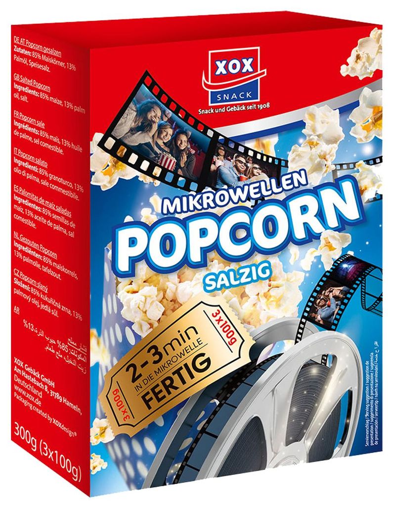 XOX popcorn do mikrofalówki pikantny klasyczny chrupiący i Zdjęcie produktu 