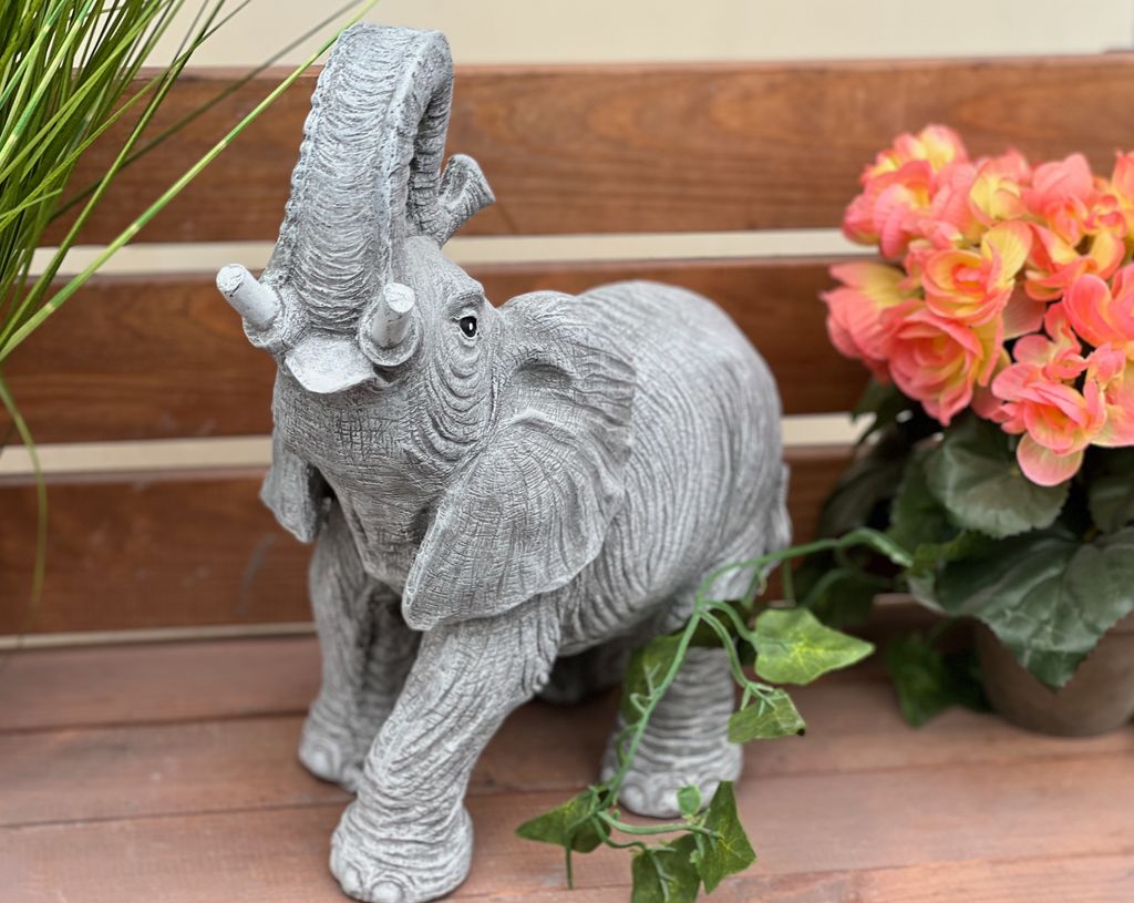 Steinfigur Indischer Elefant Aus Massivem Steinguss – Frostfest Bis -30°C
