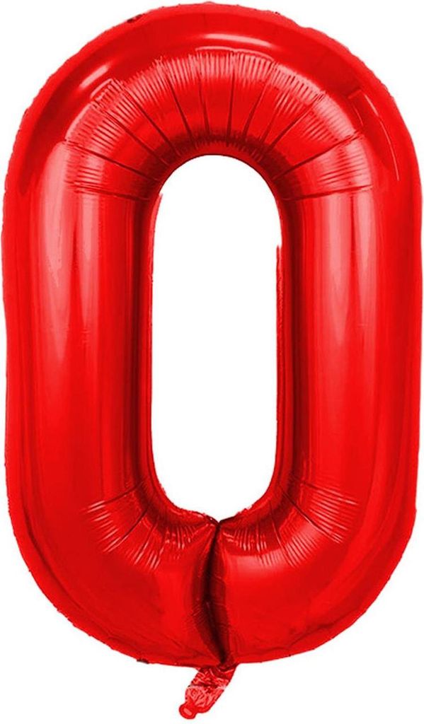 Balon foliowy numer 0, ok. 100 cm, czerwony Zdjęcie produktu 