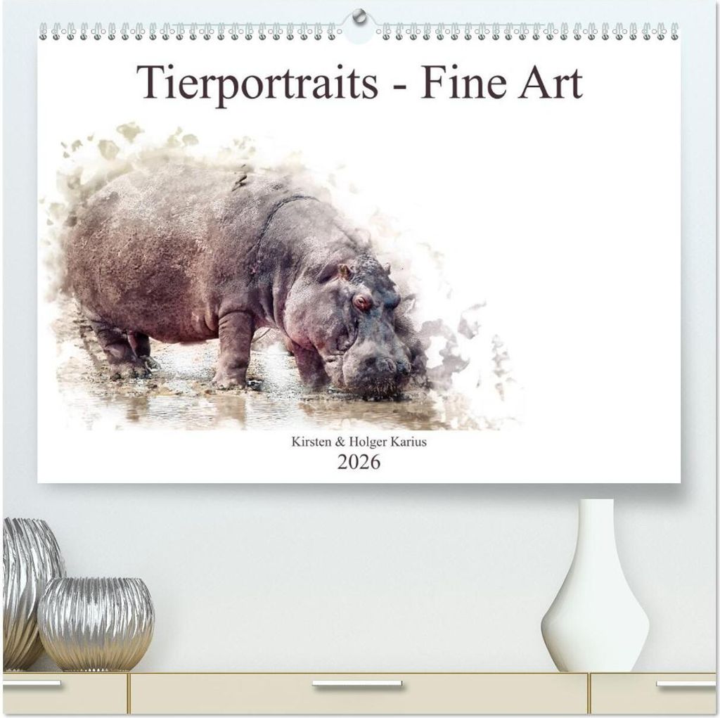 Tierportraits - Fine Art (hochwertiger Premium Wandkalender 2026 DIN A2 quer), Kunstdruck in Hochglanz