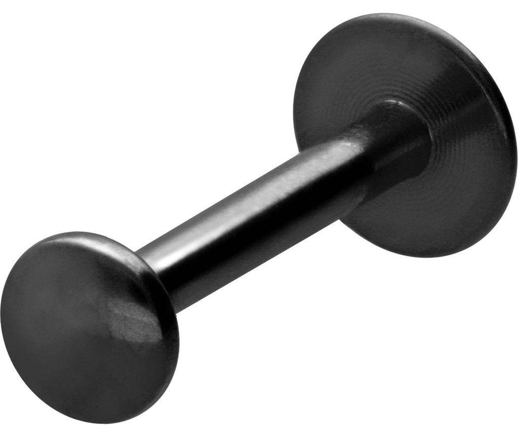 Ohrpiercing, Nasenpiercing Chirurgenstahl Labret mit Innengewinde FLAT-DISC Schwarz Stablänge: 8mm | Discgröße: 3mm