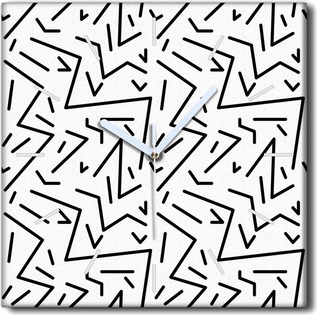 Coloray Uhr auf Leinwand 30x30 cm Wand Uhr Dekoration Wohnzimmer Segeltuch weiße Zeiger -Geometrisches Muster