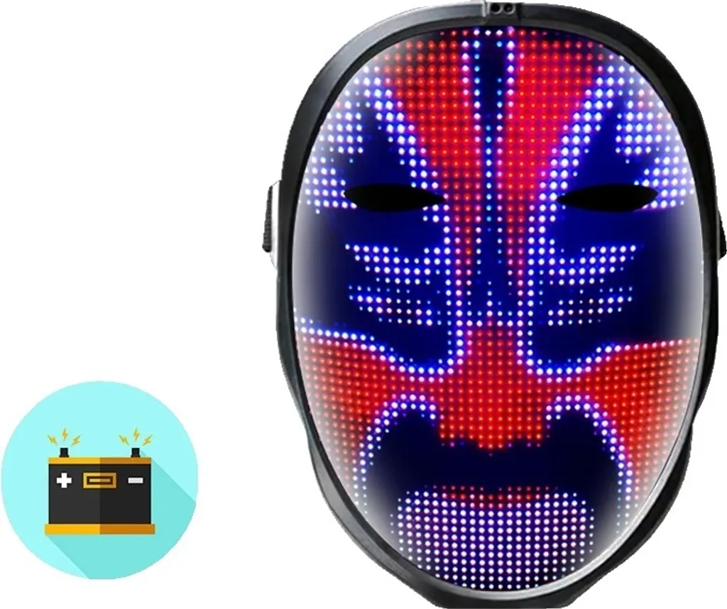 Maschera LED per Feste e Carnevale | Ricaricabile con Gesti e App