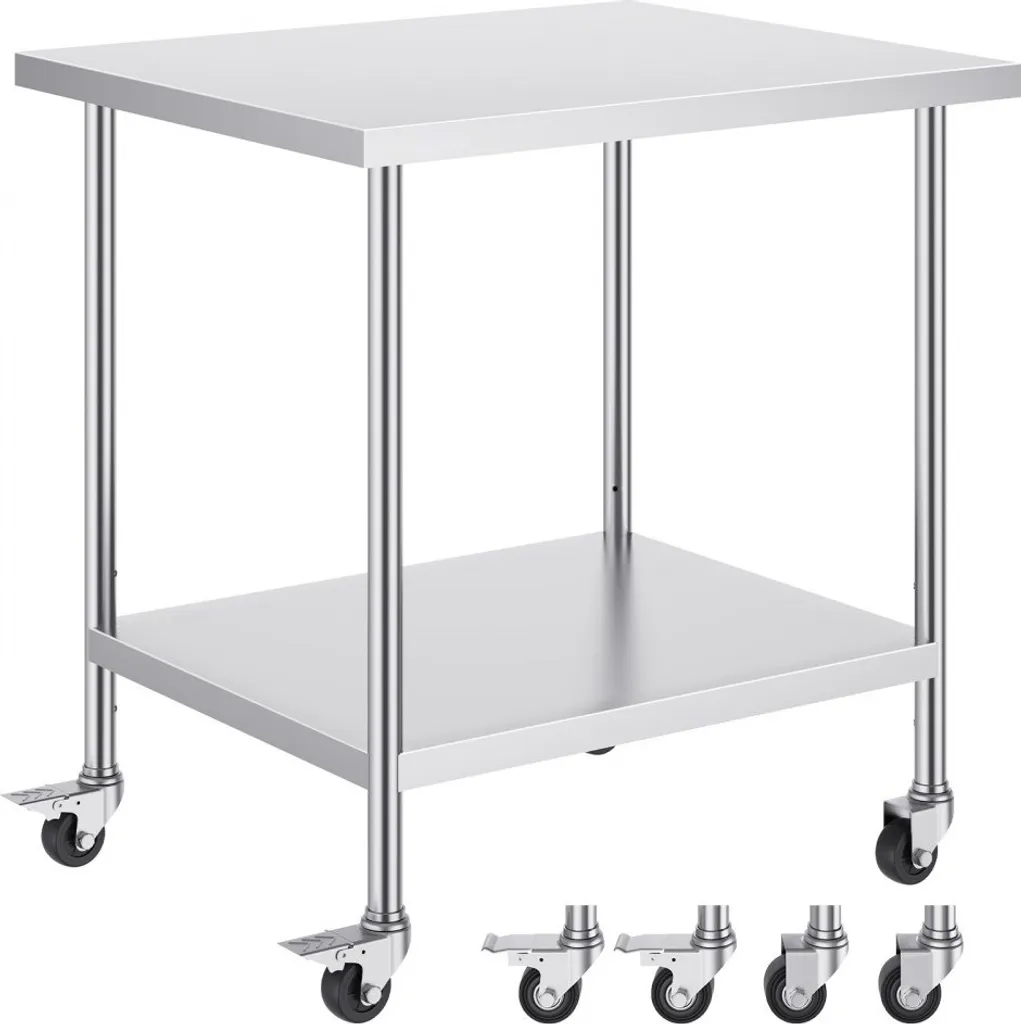 Table inox mobile 762x457 mm : la solution pour gagner de l'espace pro