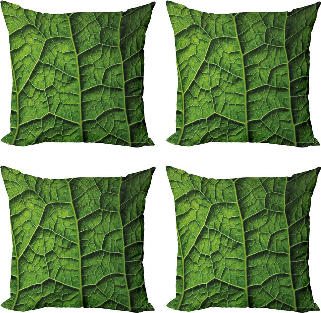 ABAKUHAUS Grün Kissenbezug Set (4 Stück), Wald-Baum-Blatt Textur, Moderner Doppelseitiger Digitaldruck, 45 cm x 45 cm, Dunkelgrün