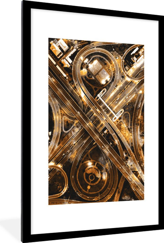MuchoWow® MuchoWow® Gerahmtes Poster Gold - Autobahn - Produktbild 