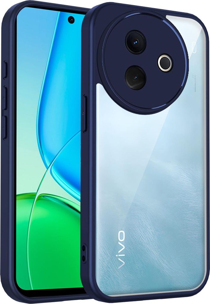 Hülle für Vivo Y300i/Y39 Transparente Rückseite TPU Bumper Stoßfest Handyhülle Blau