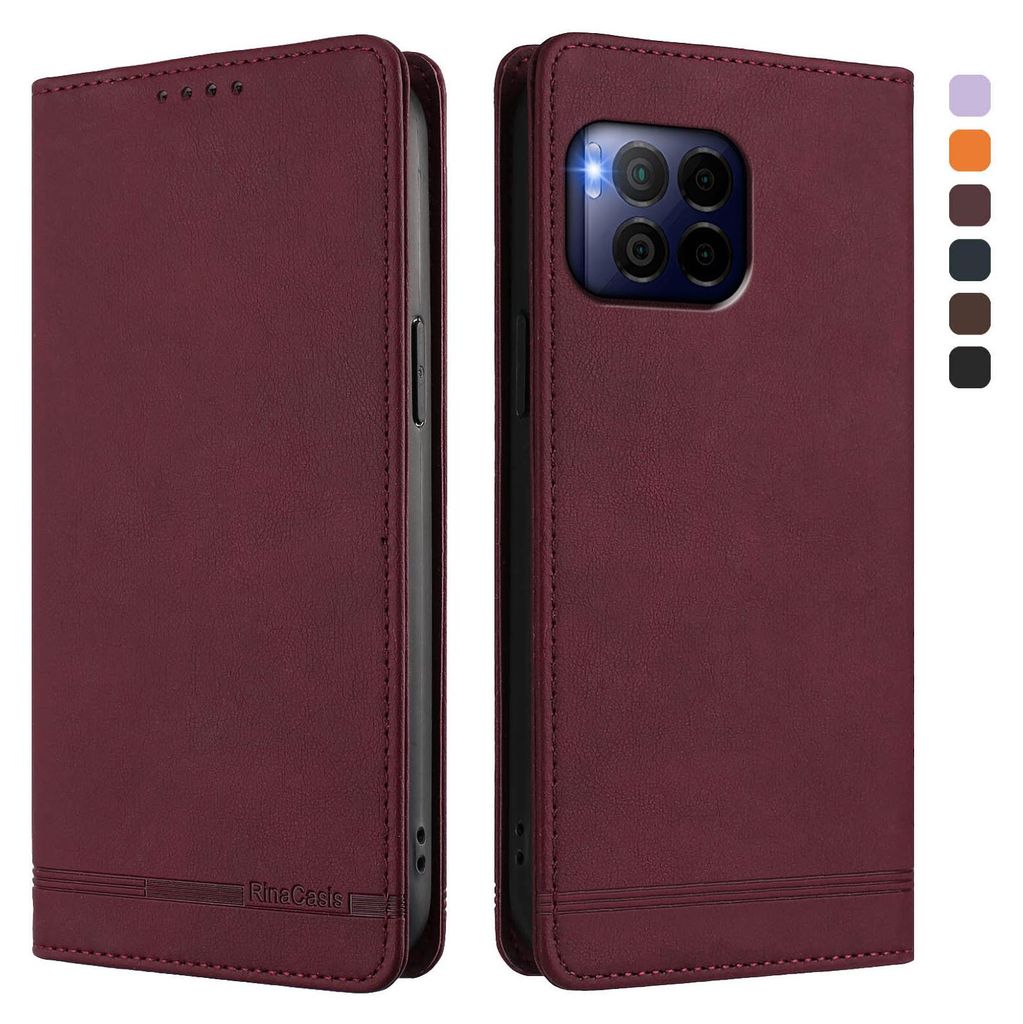Hülle für T-Mobile REVVL 7 Pro, Retro Kunstleder Ständer Klapphülle mit Kartenfächer und Magnetische Rot