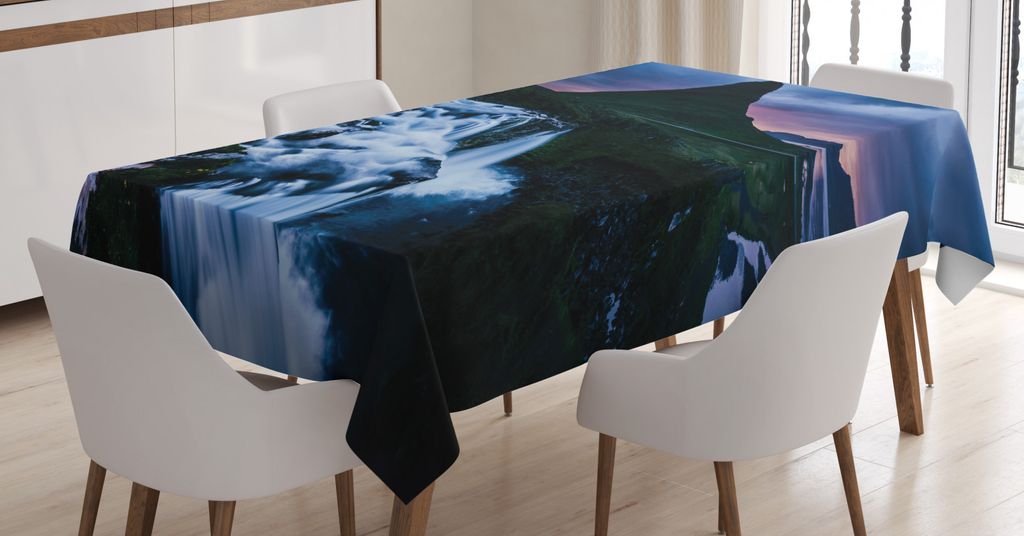 ABAKUHAUS Landschaft Tischdecke, Kirkjufell Island Nature, FÃ1/4r den Inn und Outdoor Bereich geeignet Waschbar Druck Klar Kein Verblassen, 140 x ...