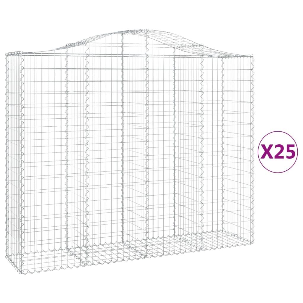 Gabionen mit Hochbogen 25Stk. 200x50x160/180cm Verzinktes Eisen
