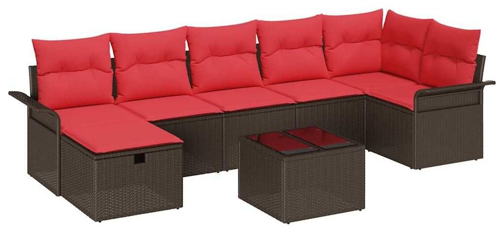 Gartensofa-set mit Kissen mit Speicher 8 pcs Poly Rattan