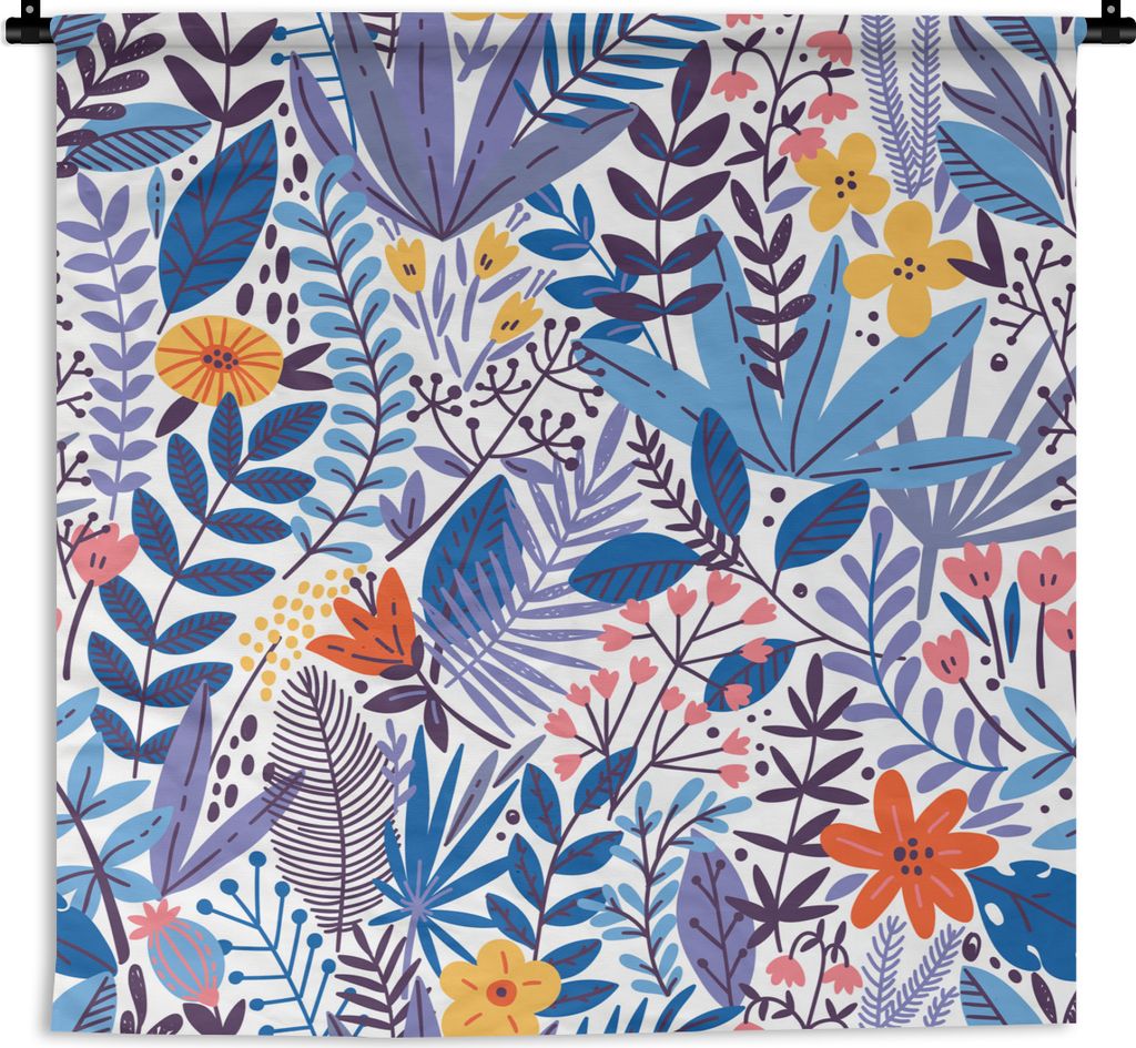 MuchoWow Wandteppich Wandbehang Sommer - Flora - Weiß 150x150 cm Tapisserie Dekoration Wandtuch - Wohnaccessoires - Modernes