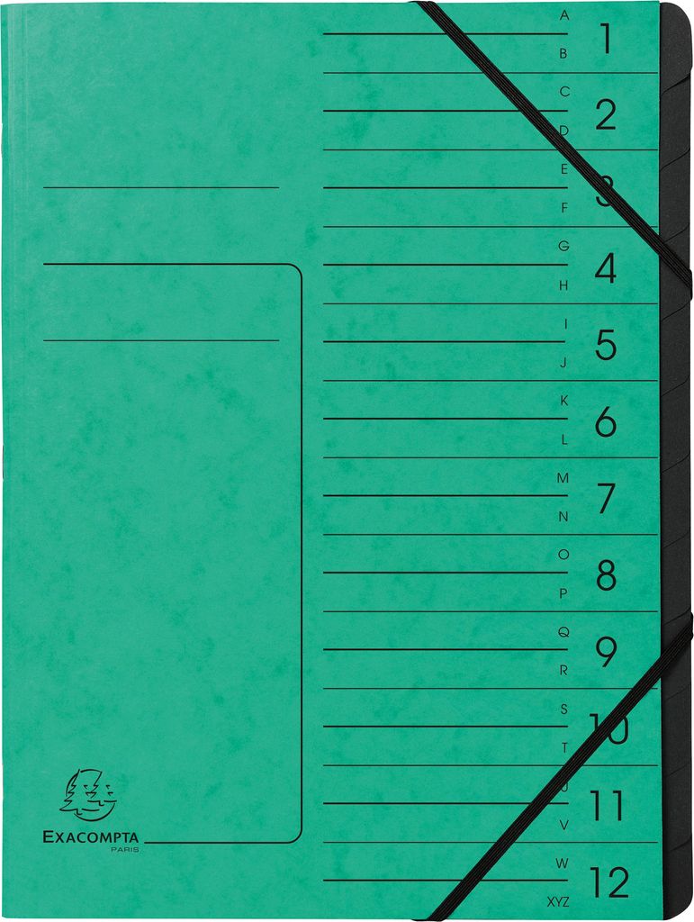 Ordnungsmappe 541203E DIN A4 12 Fächer Karton grün