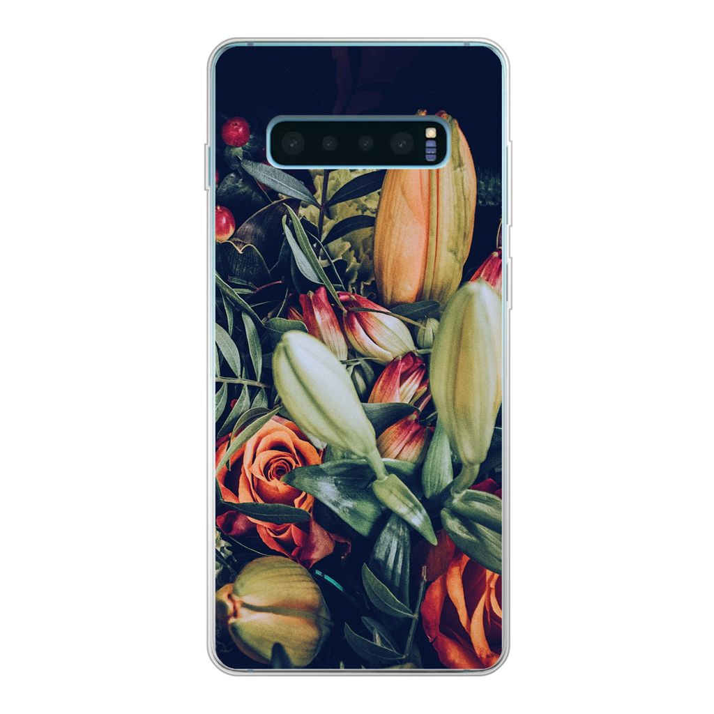 MuchoWow Handyhülle Schutzhülle Hülle für Samsung Galaxy S10 Plus Blumenstrauß - Stilleben - Blumen - Pflanzen - Rot Silikon Softcase Handy ...