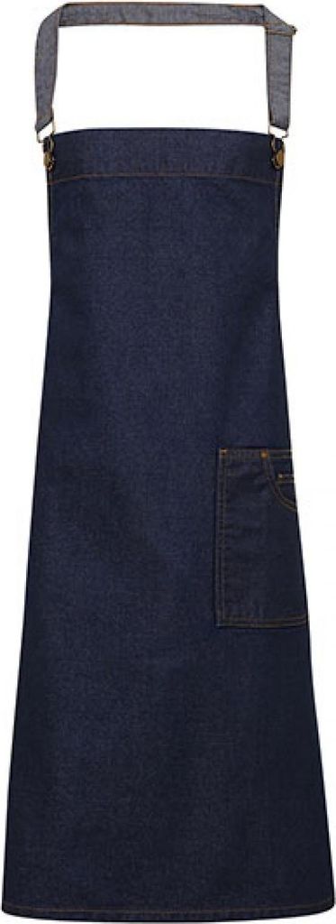Premier Workwear PR134 | Schürze District Waxed Look Denim Bib Apron - Farbe: Indigo Denim (ca. Pantone 2767) - Größe: One Size
