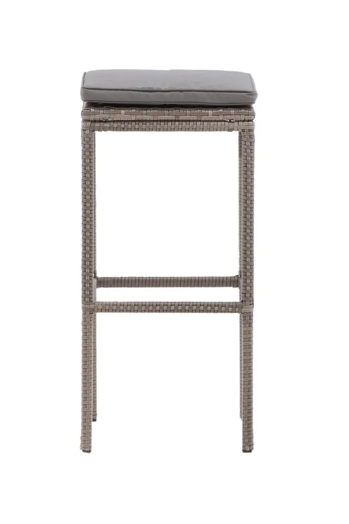 Tabouret de bar de jardin Alo structure robuste et coussin gris rembourré