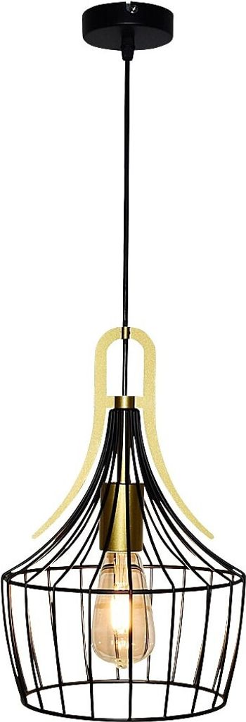 Rabalux 4925 Pendelleuchte 1 Spot Parov, E27, schwarz-gold, rund, Industriell, ø240mm