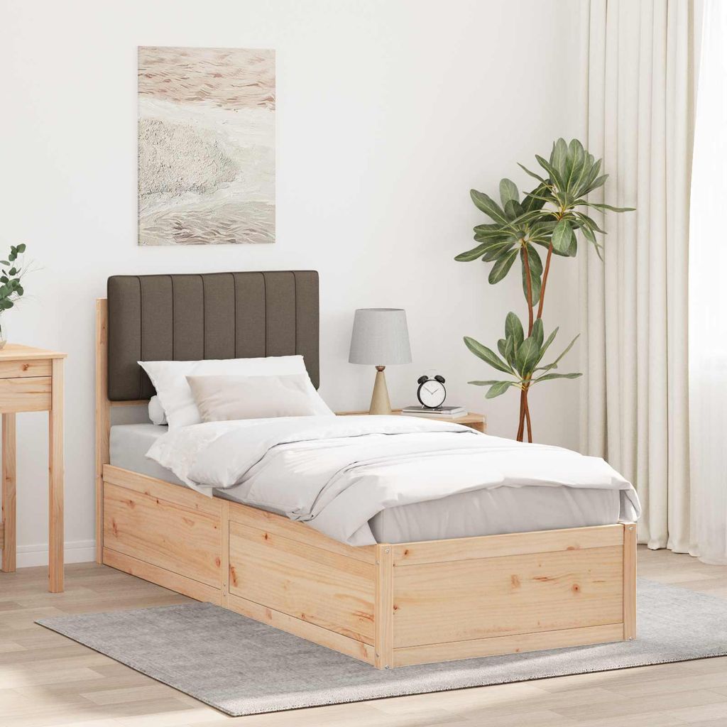 Maison Exclusive - Bettgestell mit gepolstertem Kopfteil Taupe 80 x 200 cm