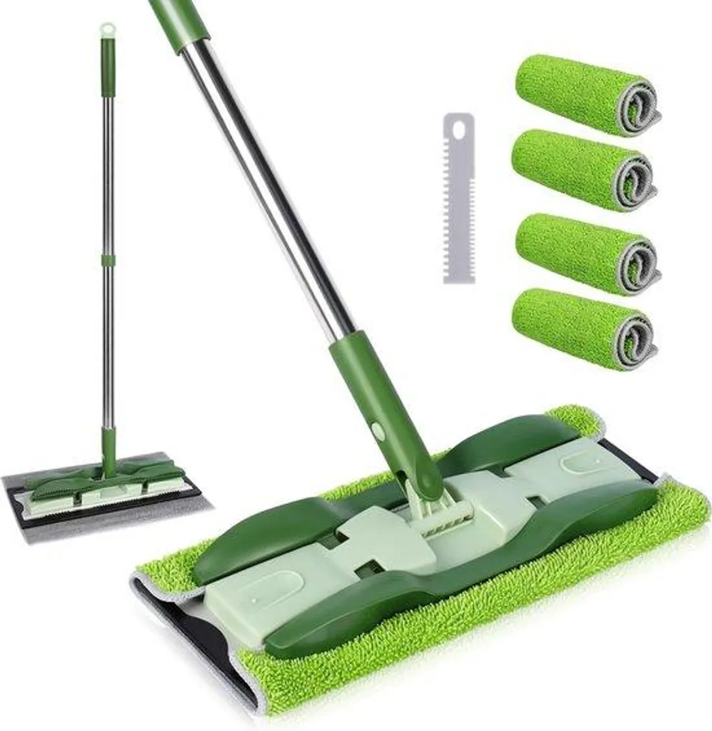 Serpillière microfibre avec socle en métal et 4 éponges de rechange 35cm