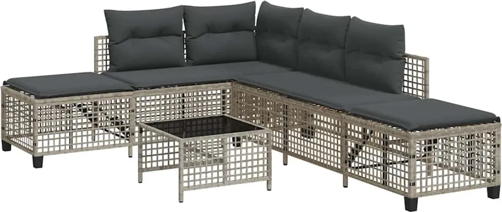 Canapé d'Angle de Jardin pour Terrasse et Balcon, 3 Places Gris