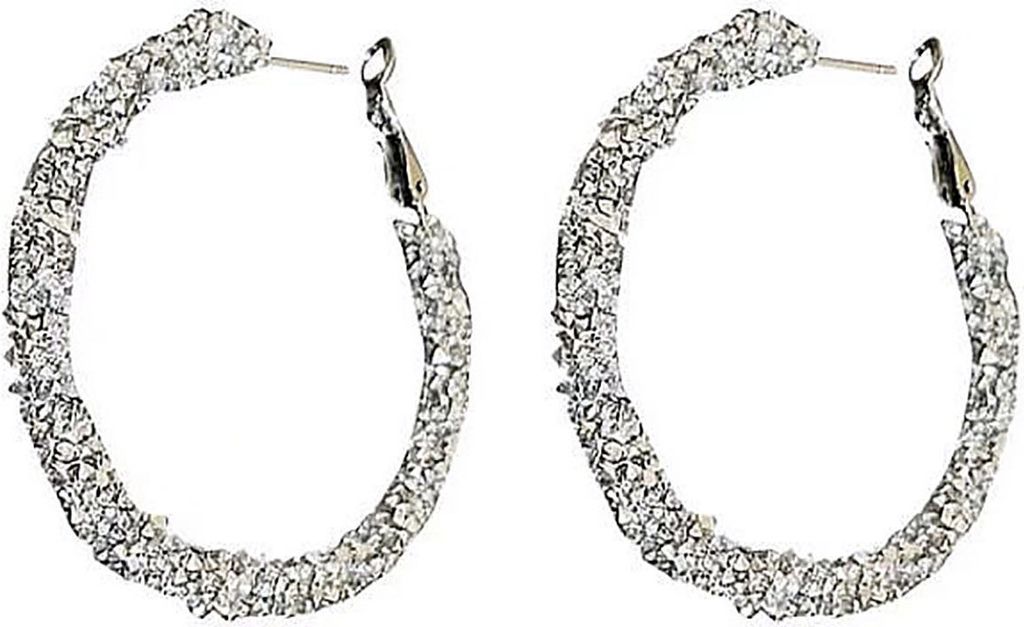 1 Paar Creolen, elegantes Temperament, glänzender Strassstein, eingelegt, funkelnd, dekorativ, Geschenk für Damen, runde Ohrringe, Charm-Schmuck,...