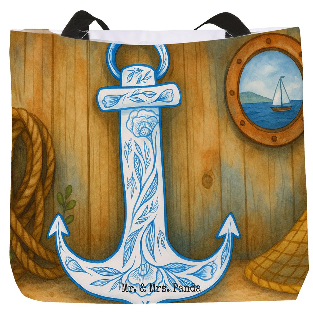 Mr. & Mrs. Panda Schultasche Anker Blau Design - Weiß - Geschenk, Reisetasche, Beutel, Laptoptasche, Tote Bag, Lustige Sprüche, Tasche