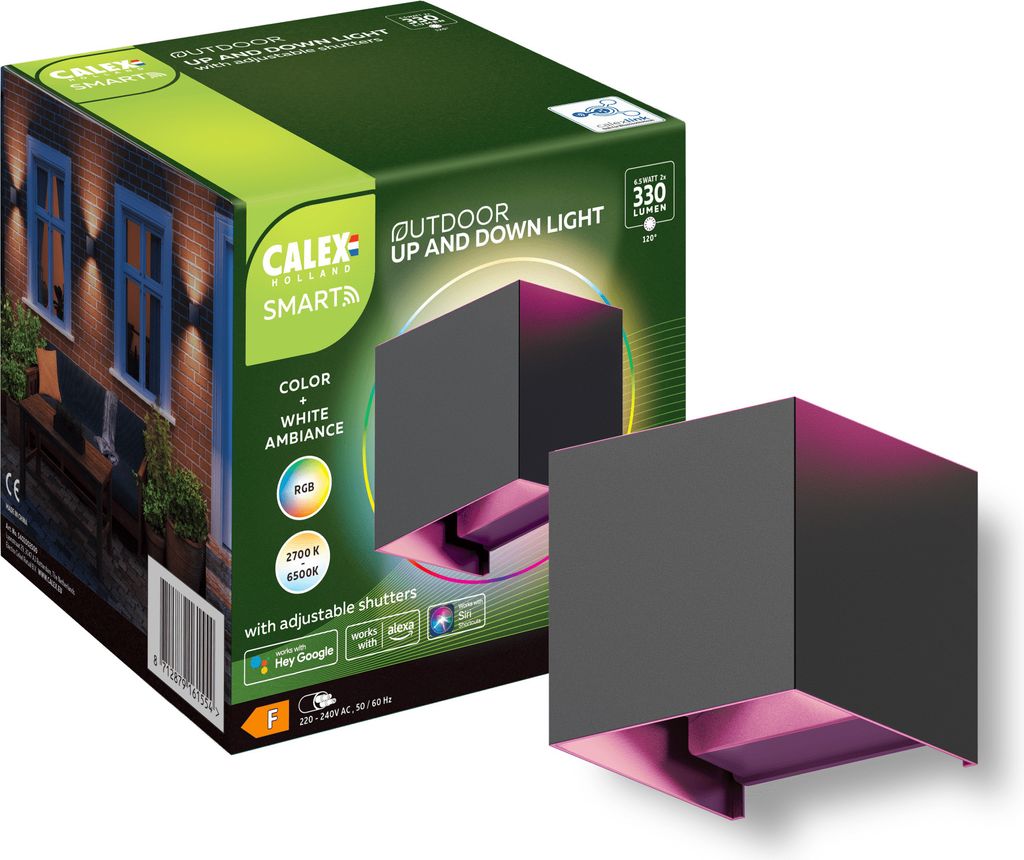 Calex Smart Outdoor LED Wandleuchte, Up & Down, RGB-Farben Produktbild 
