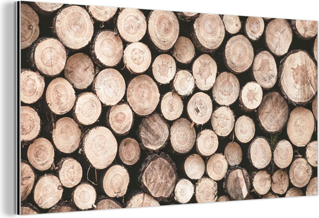 MuchoWow Wanddekoration Metall Metallbild Wandkunst 40x20 cm Baumstämme - Winter - Natur MuchoWow Aluminium Gemälde - Bild - Aluminium