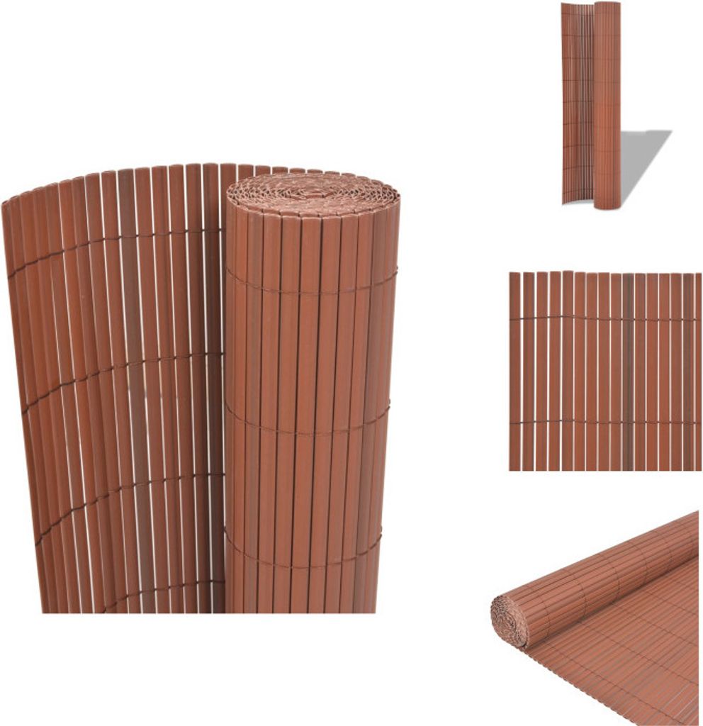 vidaXL Gartenzaun Doppelseitig PVC 90 x 300 cm Braun - Zaunfelder