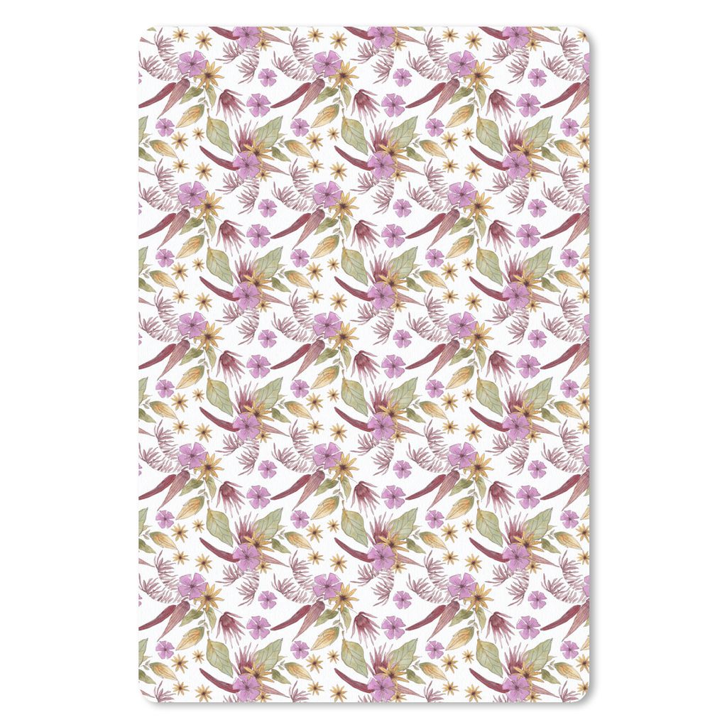 MuchoWow Mauspad Mousepad Blumen - Blätter - Lila 40x60 cm - Mousepads - Maus Mat - Pad - Mausunterlage - Schreibtisch Accesoire