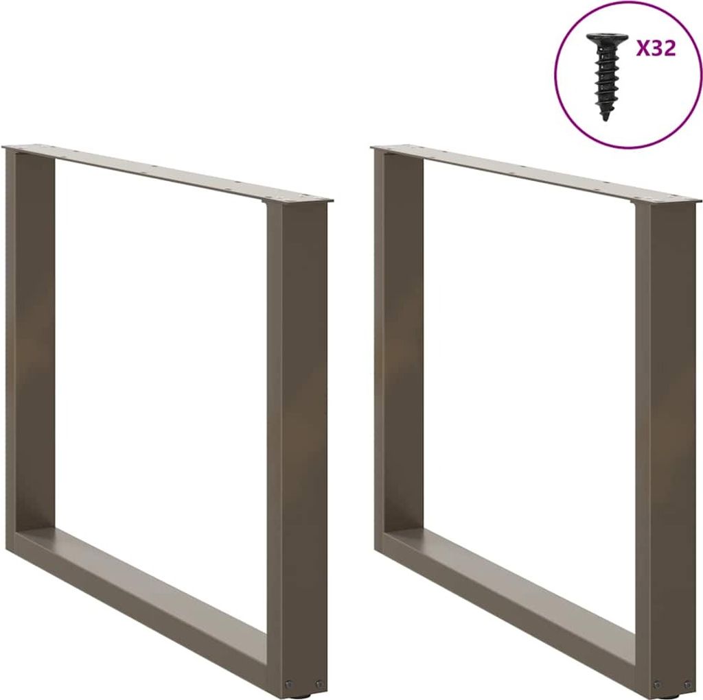 "2026 Aktion"Tischbeine - Tischgestell für Couchtisch, Esstisch - Esstischbeine U-Form 2er-set Naturstahl 100x(72-73) cm Stahl DEMöbel 2135588